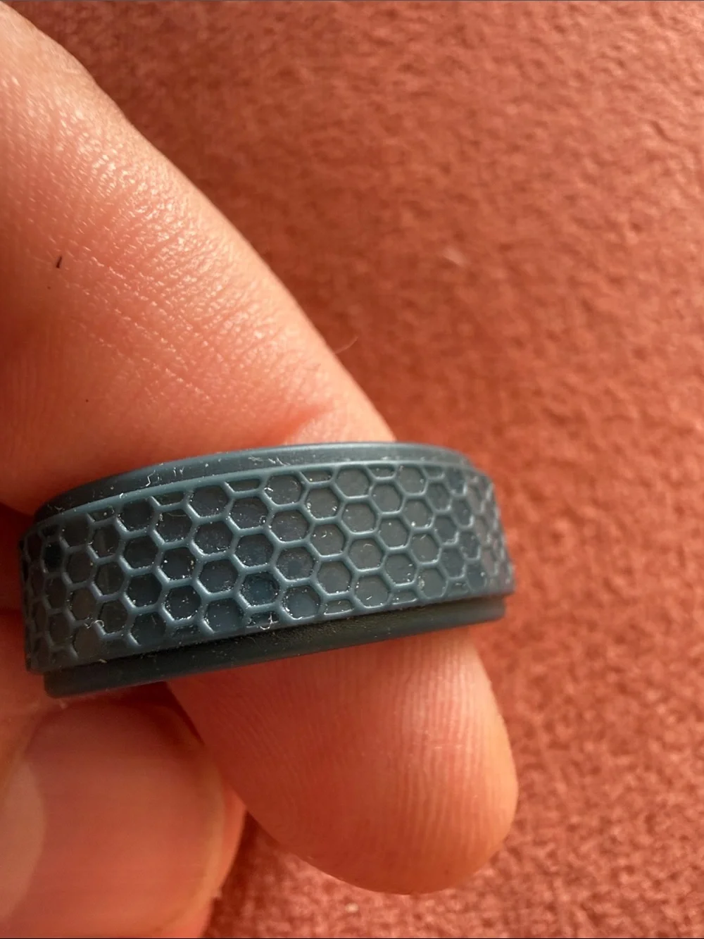 Qalo Men's Slate Gray Hex Silicone Ring Sz 10
